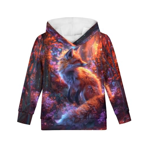 Boys Girls 3D Wolf Print Casual Hooded Sweatshirts Tops Blouse Pullover Hoodies