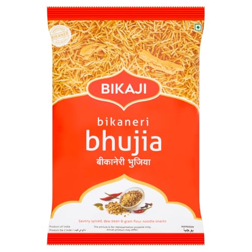 Bikaji Bhujia - Fideos salados con especias y granos de harina de 180 g (paquete de 2)