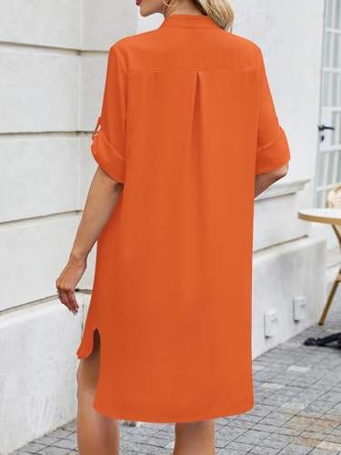 Image of PerZeal Womens Sexy V Neck Button Down Shirt Dresses Summer Short Sleeve Casual Loose Blouses & Button-Down Shifts Cover Ups