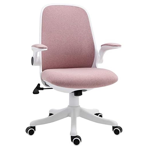 Vinsetto Silla de Escritorio Silla Giratoria de Oficina Función Basculante Altura Ajustable Ergonómica con Reposabrazos Elevable Carga 120 kg 62,5x60x90-98 cm Rosa