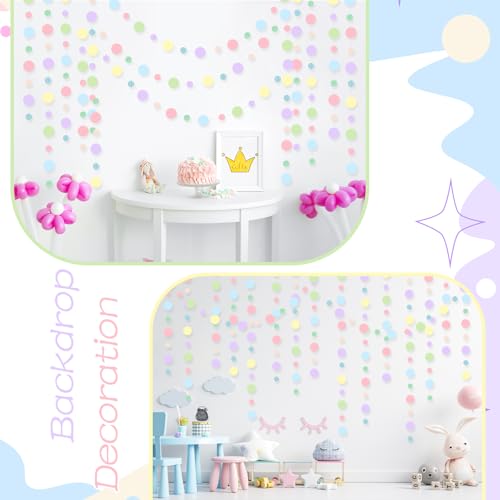 Image of Outus 10 Pieces Colorful Circle Garland Banner Hanging Paper Dot Decorations for Classroom, Birthday Party, Baby Shower, Wedding Backdrop & Photo Booth Graduation Decor (Pastel)