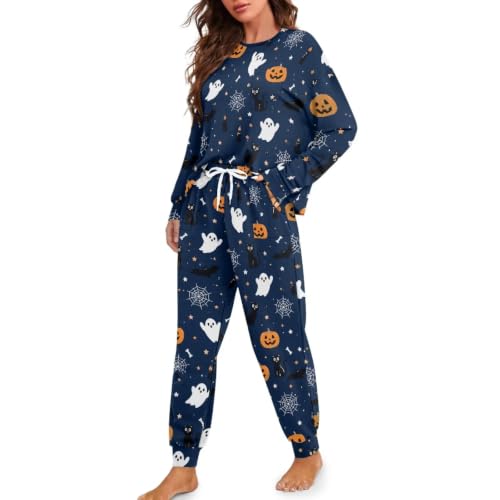 Image of Women's 2 Piece Printed Pajama Set Long Sleeve Sleepwear Set with Long Pants Casual Lounge Sets with Pocket