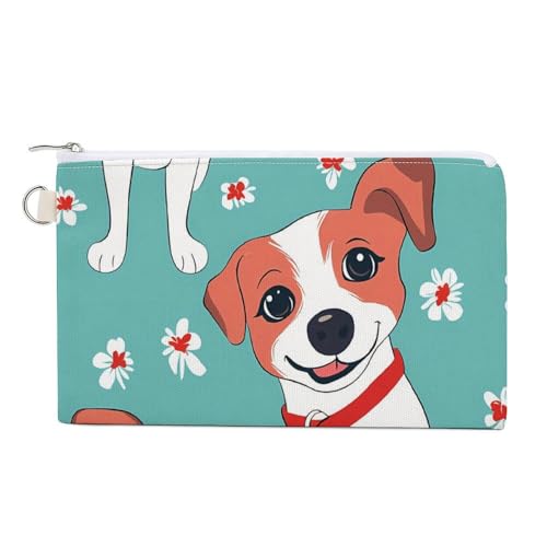 Cute Jack Russell Dog Fashion Coin Purse Change Makeup Bag Canvas Pencil Pouch Travel - Main Image