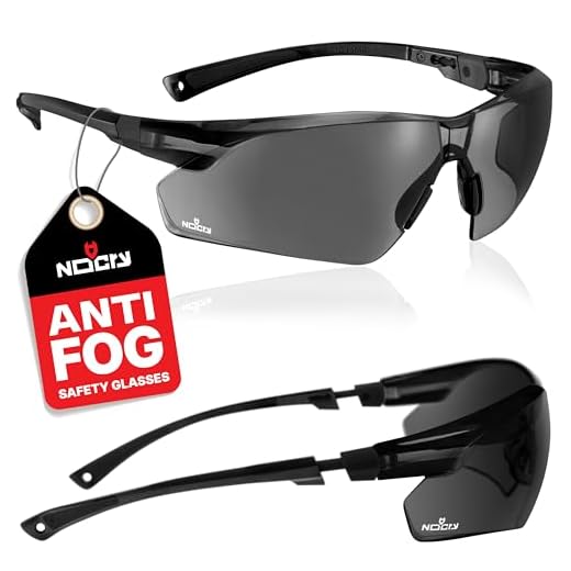 NoCry Anti-Fog Safety Sunglasses for Men with Scratch Resistant Lenses — Tinted Safety Glasses for Construction with 100% UV Protection — ANSI Z87.1 Work Sunglasses with Adjustable Temples & Nose Pad