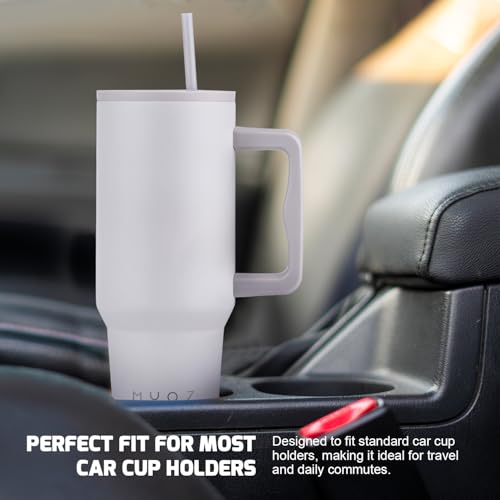 Image of MYOZ 1200ML Stainless Steel Water Mug with Lid, 2 Straws Leak-Proof Cupholder for Gym, Travelling Spill-Proof Bottle (Ash Grey)