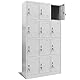 Jan Nowak Wertfachschrank 3B4A Fächerschrank Schließfachschrank mit 12 Fächern Metallspind Umkleideschrank Stahlblech Pulverbeschichtung Farbwahl 185 cm x 90 cm x 40 cm (H x B x T) (Grau)