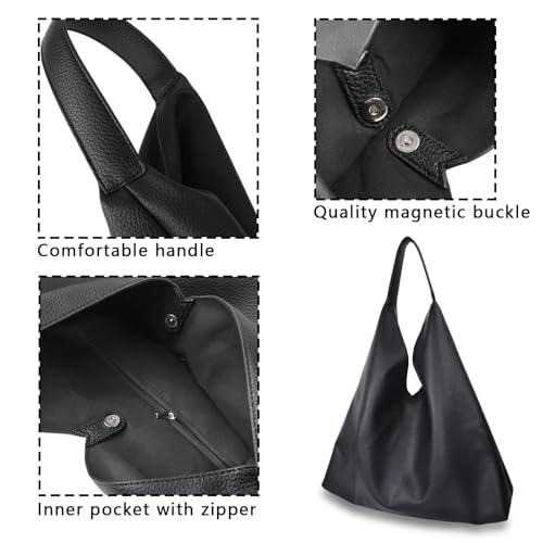 Bolso Tote de cuero PU para mujer, suave y grande miniatura 4