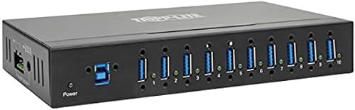 TRIPP LITE Hub USB 3.0 de 10 puertos, divisor USB industrial para carga y transferencia de datos, 5 Gbps, carcasa de hierro (U360-010-IND)