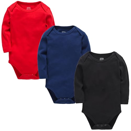 kavkas Baby Bodysuits Long and Short Sleeve Basic Cotton One-piece for Infant and Toddler Newborn Clothes 3 Pack