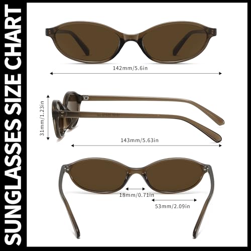 Retro Oval Sunglasses for Women Small Cat Eye Sun Glasses Womens Trendy Y2K Narrow Shades UV400 Protection CL0094