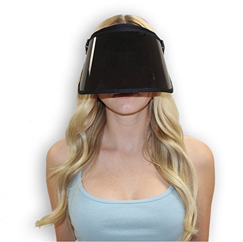 Solar Face Shield Sun Visor Hat Black Full Face Sun Protection UPF 50 Post Peel Face Protector Sun Shield