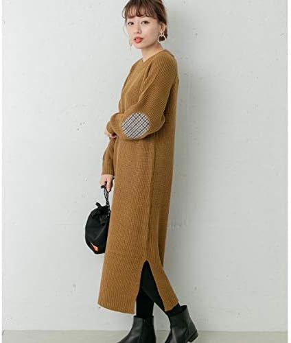 Amazon Co Jp アーバンリサーチ サニーレーベル ハリスツイードエルボーパッチニットワンピース キャメル Free 服 ファッション小物