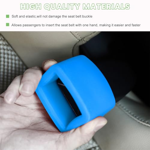 Image of povtii 2PCS Car Seat Belt Buckle Holder, Silicone Auto Seatbelt Buckle Booster Makes Receptacle Upright Buckling, Easy Access Seat Belt Buckle Safety Cover for Kids, Car Accessories (Blue)