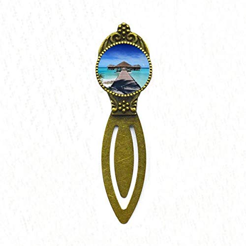 Marque-page rétro avec image de la maison de l'océan et nature