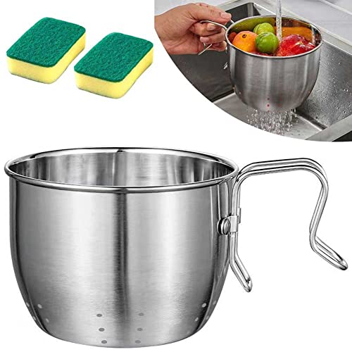 Panier de Vidange Suspendu avec 2 éponges Réutilisables, Filtre d'évier de Cuisine, Panier Rond de Crépine d'évier de Cuisine, Le Support de Vidange Multifonctionnel du Réservoir de Stockage d'eau Cover