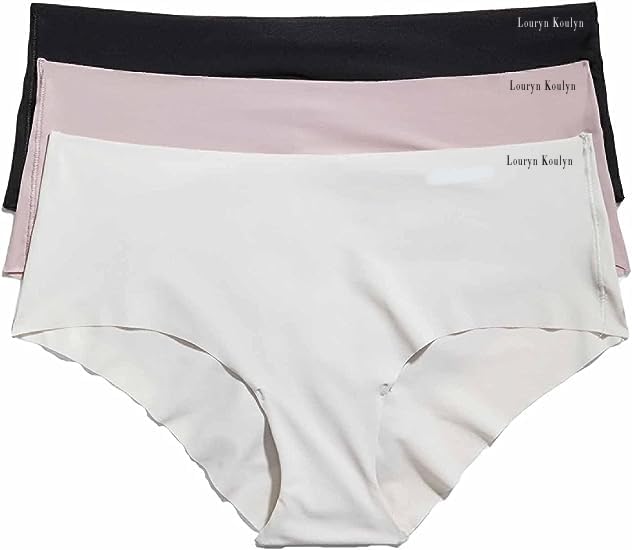 GenericLOURYN KOULYN® Women's Seamless Underwear No Show Stretch Bikini Panties Silky Invisible Hipster Pack of 3 (Multicolour)
