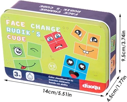 Image of Kiddie Galaxia Smiley Face Emoji Cube Face Changing Game for Kids Face Expression Matching Block Puzzle Toy with Bell Preschool Educational Learning Memory Building Board Games