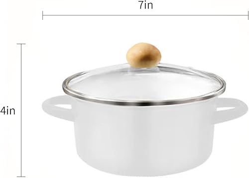 Miniatura 2 de Cacerola esmaltada con tapas de vidrio, olla multiusos de 2.5 cuartos de galón con tapa, olla para salsa, olla de cocina con asas dobles, olla para