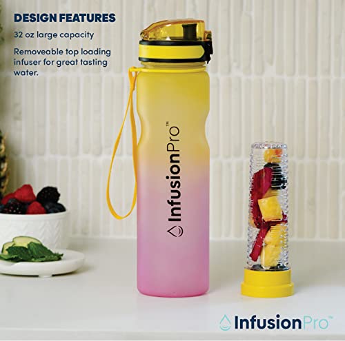 Infusion Pro 32 oz Fruit Infuser Water Bottle with Time Marker - Flip Top Locking Lid, Insulated Sleeve & 50 Recipe Fruit Infusion Water eBook : Leak Proof : for Gym, Sports, Travel : Unique Gift Idea - Image 4