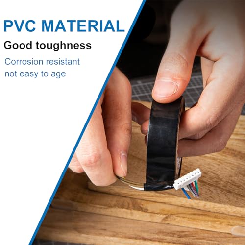 Image of Electrical Tape 3 /4 inch x 66FT - 8 Rolls Black Electrical Tape | Electrical Insulating Tape, Voltage Level 600V, Indoor Outdoor Electric Tape for Wire and Cable