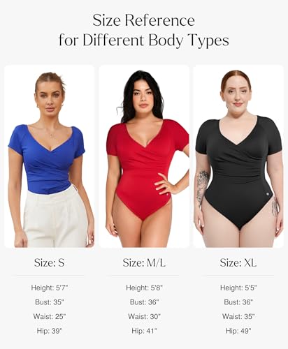 Popilush Short Sleeve Shapewear Bodysuits for Women Tummy Control Black L - image 7