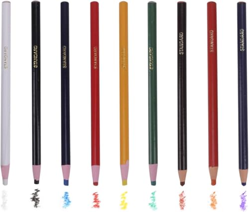 9 peças de lápis de cera de graxa para vidro, roupas, celofane, tecido, madeira, metal, lápis de cer