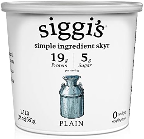 siggi's® Icelandic Strained Nonfat Yogurt, Plain, 24 oz. Multiserving Container – Thick, Protein-Rich Yogurt Snack
