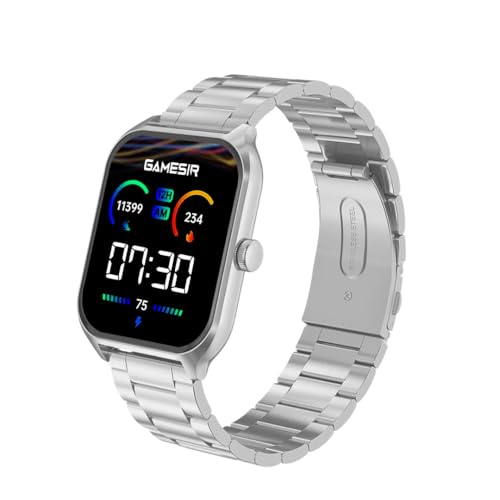 Image of GameSir H9 Smartwatch - Big Display | Bluetooth Calling | Heart Rate & SpO2 Monitor | 100+ Sports Modes | Long Battery | IP68 Waterproof | TFT Display | Design for Men & Women (Metal Silver)
