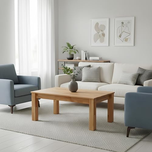 KROKWOOD Table Basse Bonn Bois de Massif (Hêtre, 110 x 60 x 45 cm)