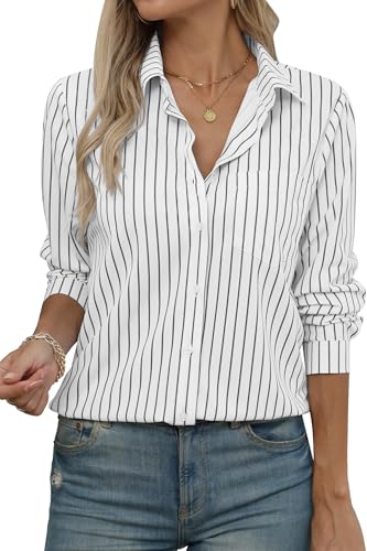 Image of Soft Wrinkle-Free Button Down Stretch Shirts for Women, Breathable Moisture-Wicking Casual Work Dress Tops