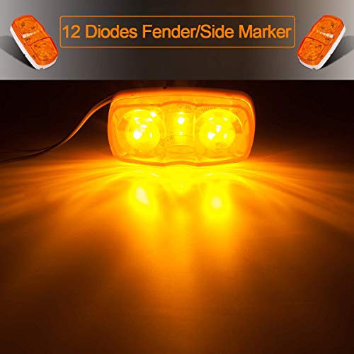 image for EXERAUO Led Camper Lights Amber Trailer Side Marker Light Double Bubbl