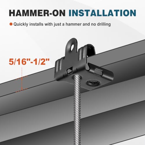 Image of Hicarer 50 Pcs Hammer on Flange Clip Bottom Mount 5 /16-1 /2 Inch Clamp Bulk with Hole Cable Clip for Flanges Spring Steel