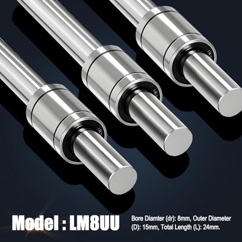 Image of LM8UU Linear Motion Ball Bearing 8mm ID 15mm OD 24mm Length Pack of 12 Chrome Steel Bushing Bearings for 3D Printers CNC Machines Linear Rails Shaft Rod Motion Guide Systems