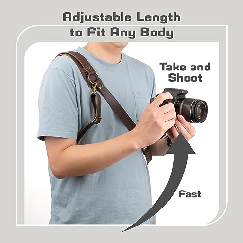 4J LEDR Leather Camera Harness for 1 Camera,Single Camera Strap for Photographers,Camera Shoulder Strap Quick Release DSLR,ADJUSTABLE CAMERA STRAP Leather Single Camera Harness,Brown - Image 4