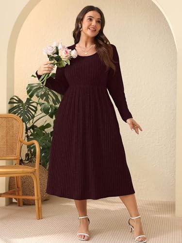 BELAROI Plus Size Sweater Dresses for Curvy Women Long Sleeve Maxi Dress Midi Fall Winter Outfits Scoop Neck Lighweight4