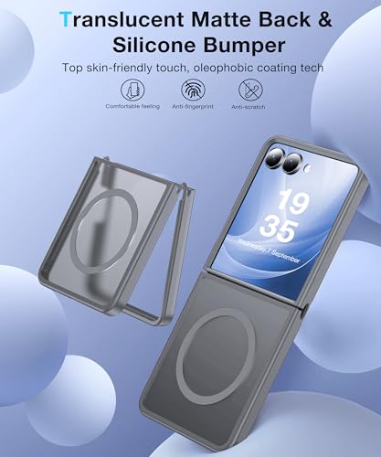 Image of NO.1 Magnetic for Samsung Galaxy Z Flip 7 Case Compatible with MagSafe [Military Grade Drop Tested][Translucent Matte][Anti-Fingerprint] Soft Silicone Bumper for Samsung Flip 7 Case Slim,Grey