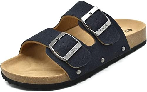 ONCAI Sandalen Damen Kork-Fußbett Pantoletten Damen Flach Rutschfest Sommer Badelatschen Mit Verstellbarer Rieme Größe 36-43