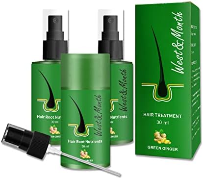 Hair Regrowth Serum Spray, Ginger Serum for Hair Growth, Boost Natural and Healthy Hair Growth, Increase Hair Density, Prevent Hair Loss for Women and Men, 30ML (3PCS)
