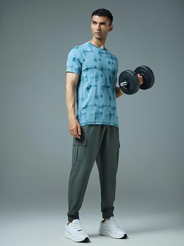 Image of TECHNOSPORT Men's Solid Slim Fit Sports Cargo Joggers DURACOOL+ Quick Dry Breathable Moisture Wicking Stretch Gym Track Pants Running Training Fitness Activewear