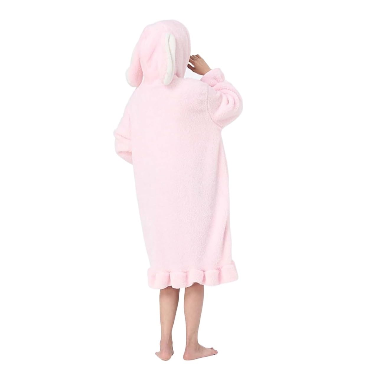 Albornoz Para Viajes Piscina Albornoz Con Capucha Y Orejas De Conejo Felpa Para Mujer, Lindo Pijama Invierno, Ropa Dormir Suave Ropa De Dormir