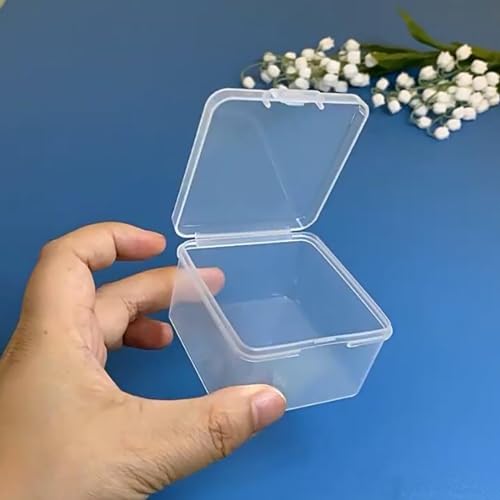 Image of 24 Pack Plastic Storage Cases with Lid, 2.28x2.28x1.22 Inchs, Square Empty Clear Plastic Storage Containers for Small Items, Jewelry, Earrings, Necklace, Rings, Cosmetics, Threads, Beads, Crafts etc.