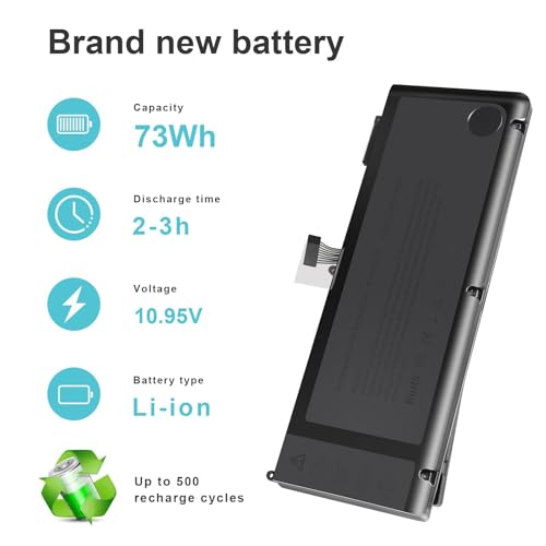 Image of A1321 A1286 (Only for Mid 2009 Mid 2010 Version) Laptop Battery for MacBook Pro 15 Inch Battery A1321 A1286 MC371LL /A MC372LL /A MB985 MB986 MC118 020-6380-A 020-6766-B 661-5211 661-5476 661-5844 73Wh