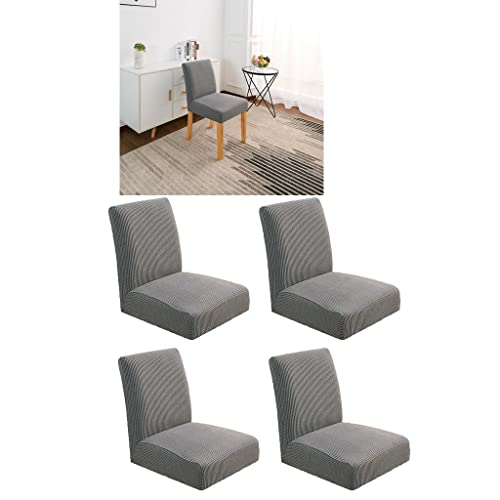Housse de chaise de salle à manger extensible lot de 4 pour dossier bas - 4
