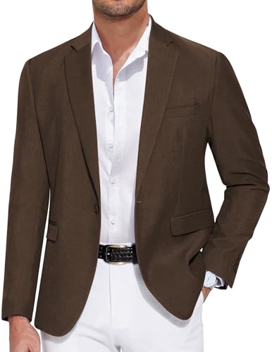 COOFANDY Herencolbert, casual, licht, sportpak, blazer met 2 knopen, regular fit, bruiloft colbert, blauw, L