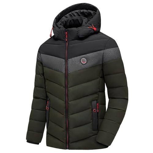 Generisch Uomo Inverno Casual Caldo Spessore Impermeabile Giacca Parka Cappotto Uomo Autunno Outwear Giacca Antivento Giacca Trapuntata Giacca Invernale Piumone Monocolore Giacca Trapuntata