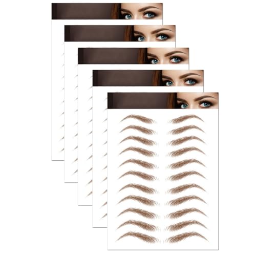 NHQZ 5 Feuilles Autocollants de Sourcils 4D Patch,Eyebrow Tattoos Stickers Autocollant Bionique pour Sourcils,Faux Sourcils Pochoirs Tatouage Imperméable pour...