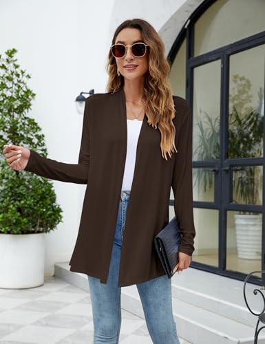 Image of Newchoice Womens Casual Lightweight Long Sleeve Cardigan Soft Drape Open Front Fall Dusters (S-3XL)