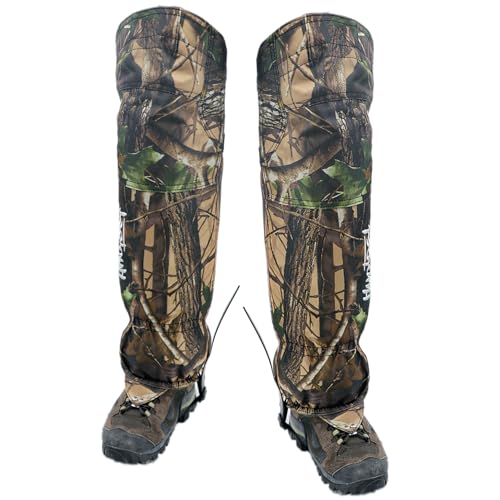 HUNTPAL-Camo-Tactical-Leg-Gaiters-High-Gaiters-Hunting-Gaiters-Knee-Protection-Anti-Tear-Oxford-Fabric-Full-Length-Zip-with-Velcro-Cover-Waterproof-Breathable-Windproof-for-Hunting-Hiking-Walking