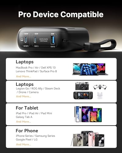 Image of INIU 100W Fast Charging Power Bank, Smallest 25000mAh High Capacity Laptop Portable Charger, 3-Port Battery Phone Pack with Detachable USB C Cable for Switch, Gaming, Students, Metallic Silver