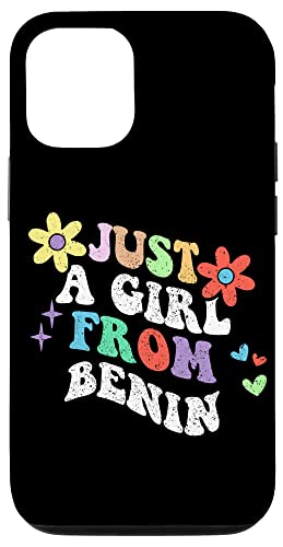 Carcasa para iPhone 15 Retro Groovy Just A Girl From Benin Funny Día de la Madre